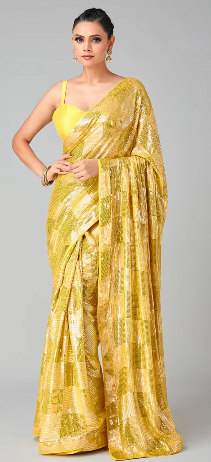 Glam Tour Georgette Silk Saree