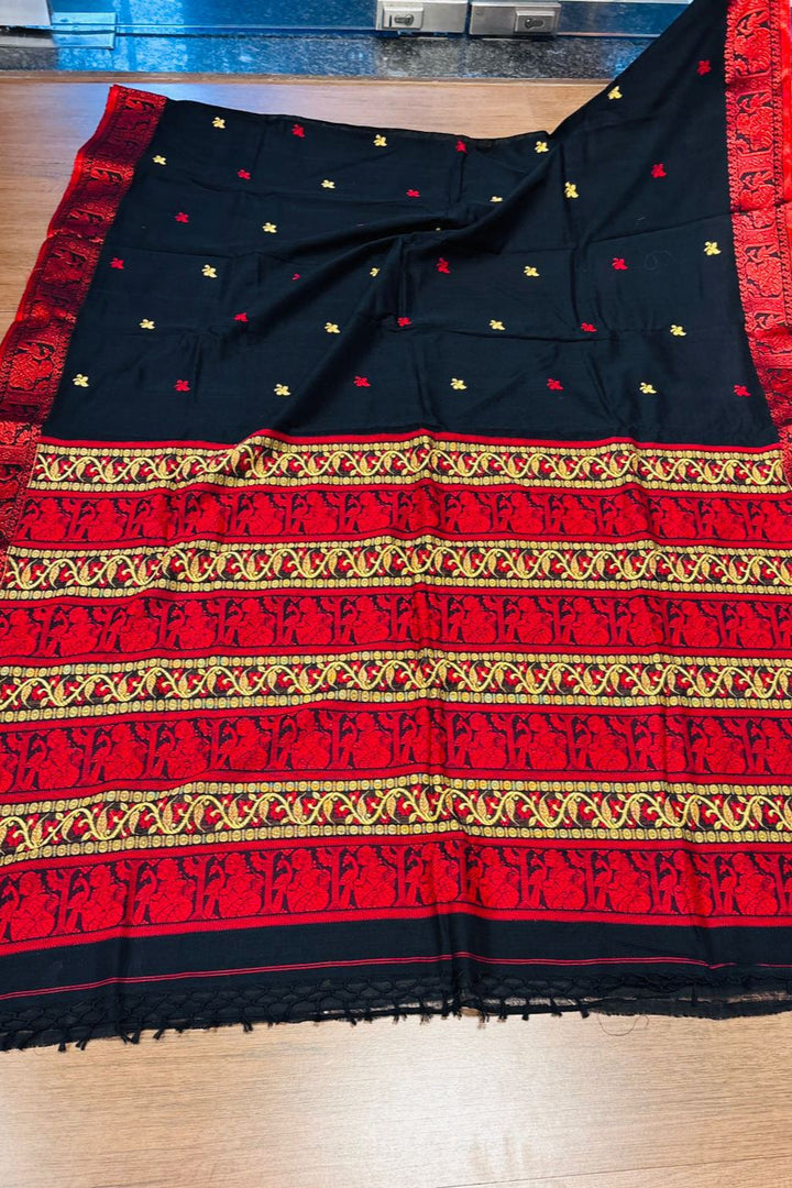 Black Marcerized Cotton Saree