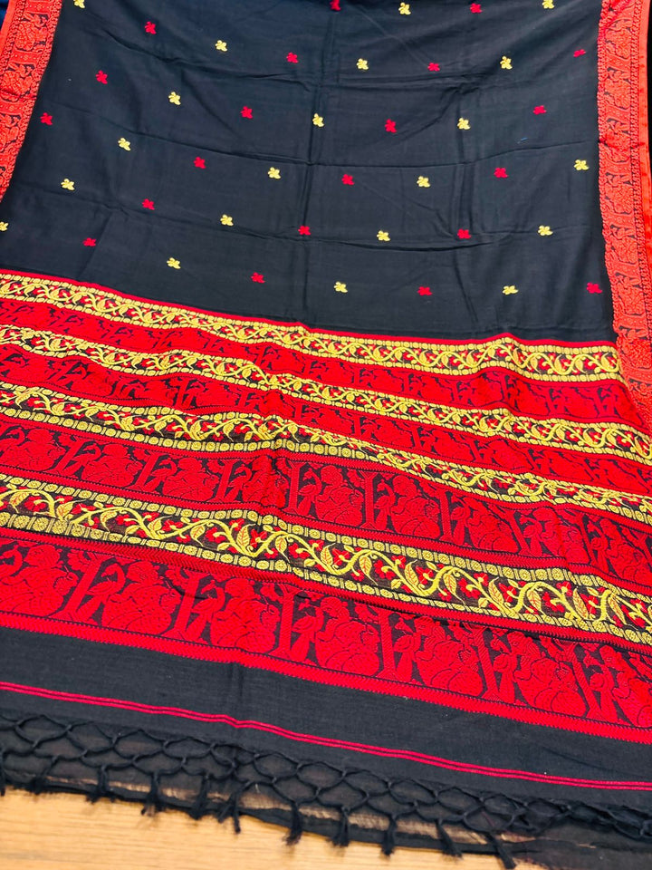 Black Marcerized Cotton Saree