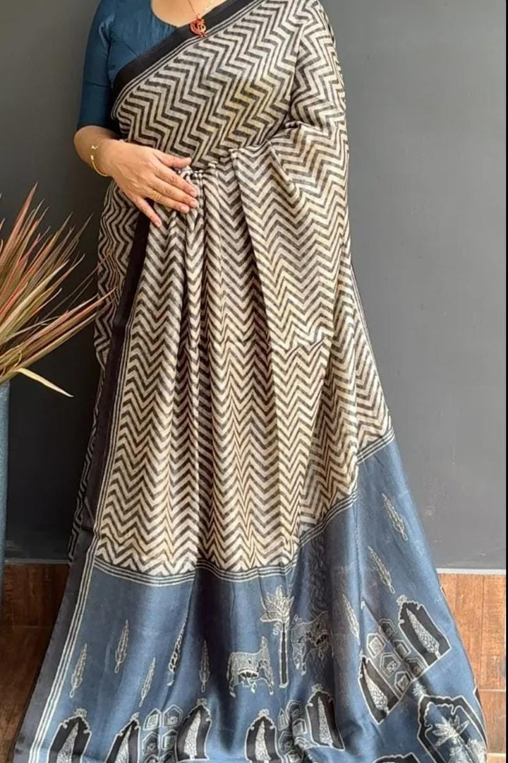 Flying high Linen Silk Saree