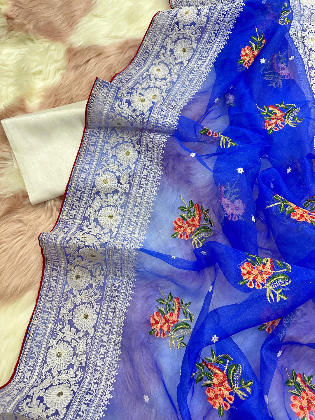 Escape The Ordinary [Blue Organza Silk Saree]