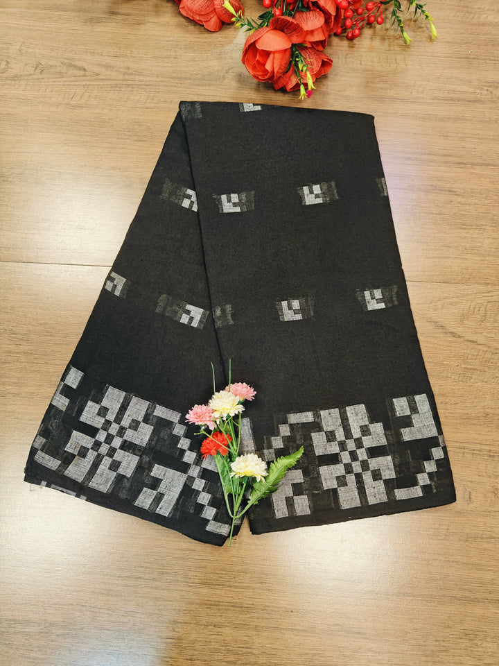 Soul Be As Wild Khadi Black Cotton Saree