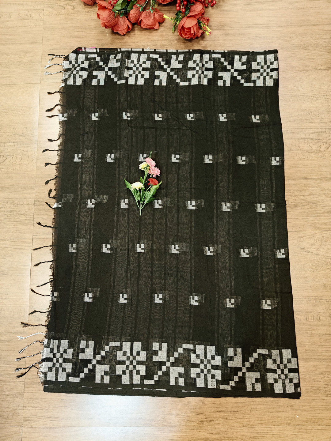 Soul Be As Wild Khadi Black Cotton Saree