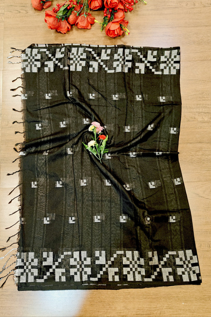 Soul Be As Wild Khadi Black Cotton Saree