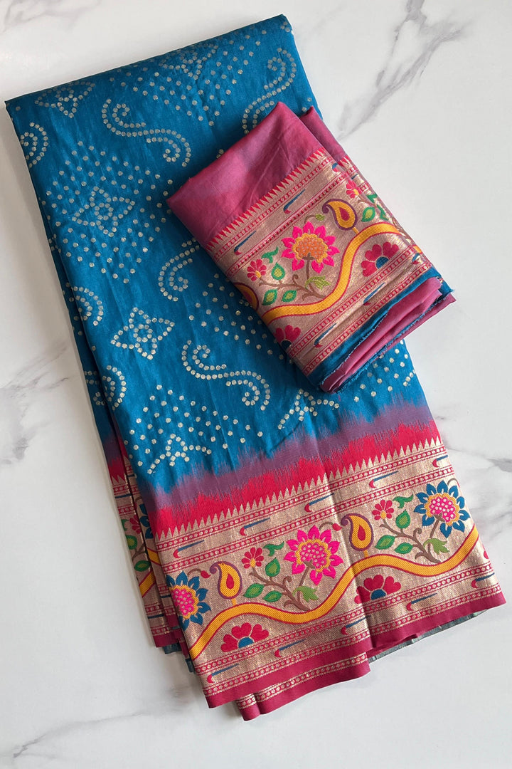 Dance Of Tradition-Paithani Blue Saree