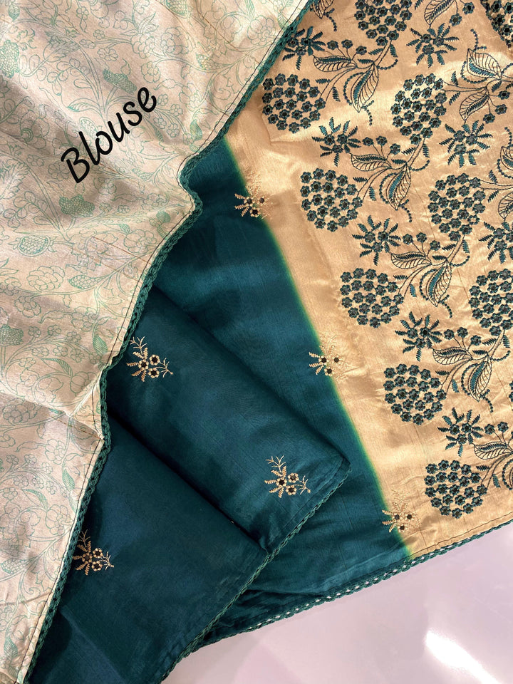 Diamond Dew Tussar Green Silk Saree