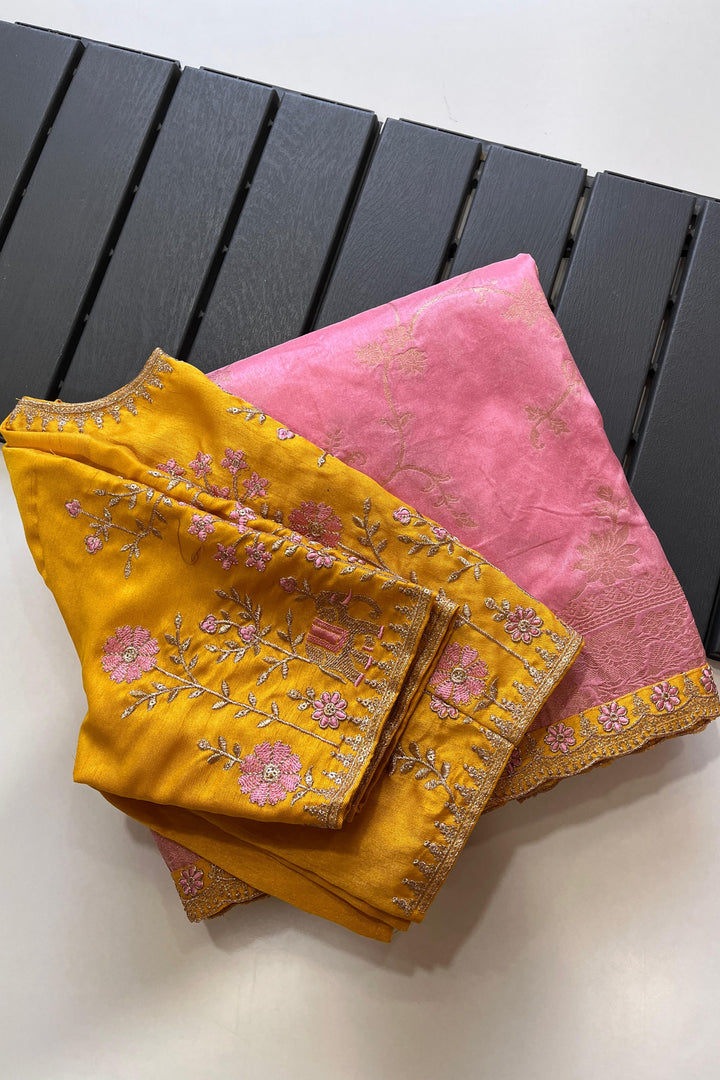 Richness Of Opulent Weaves Banarasi Pattu Pink Saree