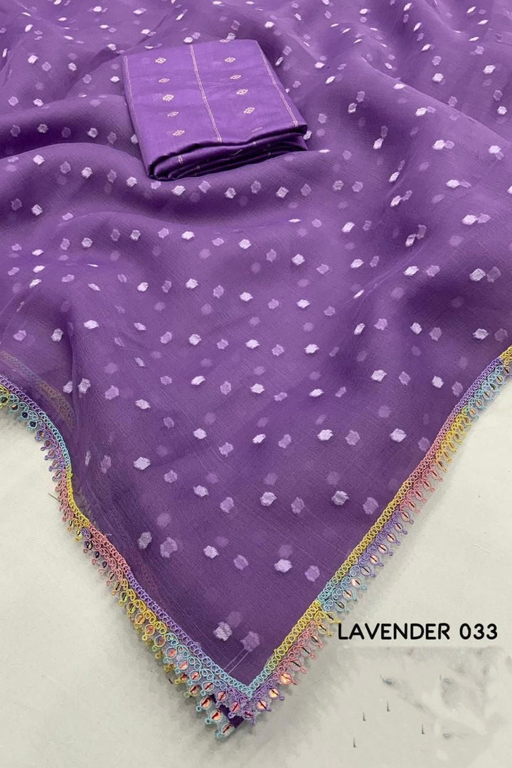 An Ageless Style Organza Lavender Saree