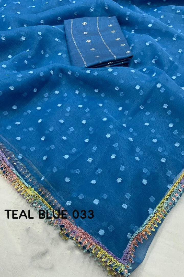 An Ageless Style Organza Blue Saree