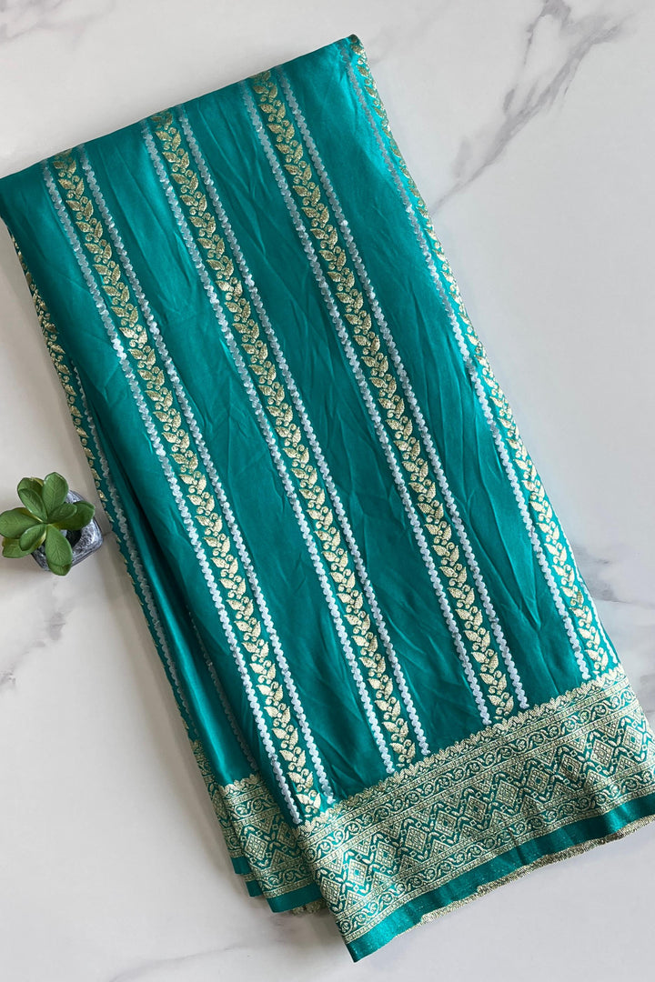 Million Stars Sky Blue Banarasi Satin Silk Saree