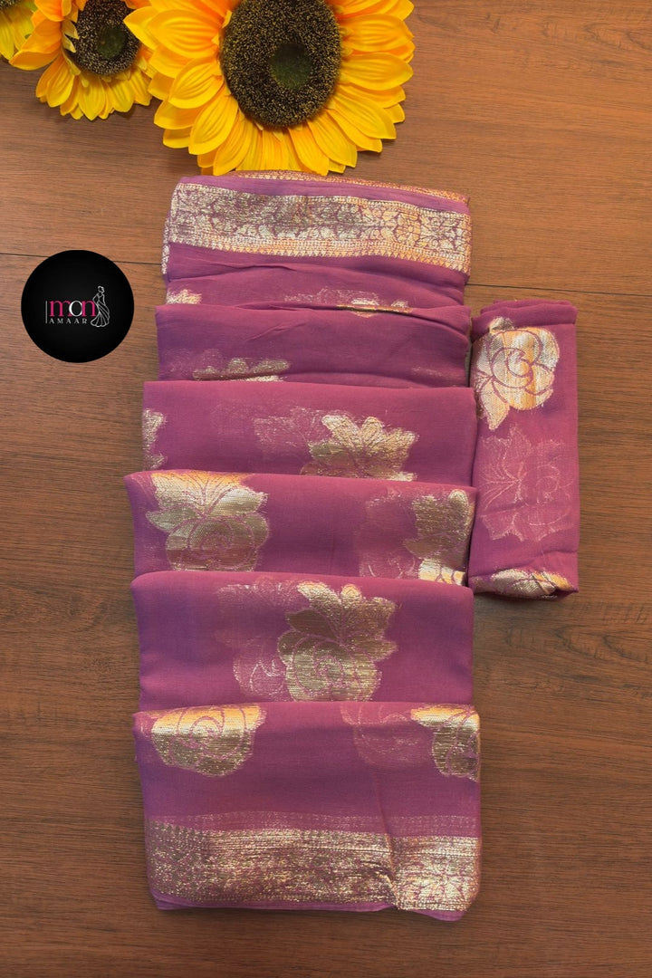 Rose Gold- Georgette Silk Saree