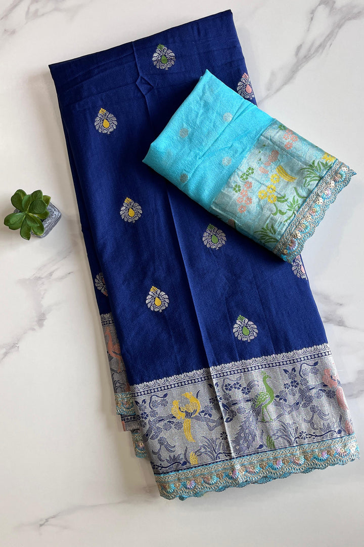 Love Without Limits Blue Banarasi Pattu Saree