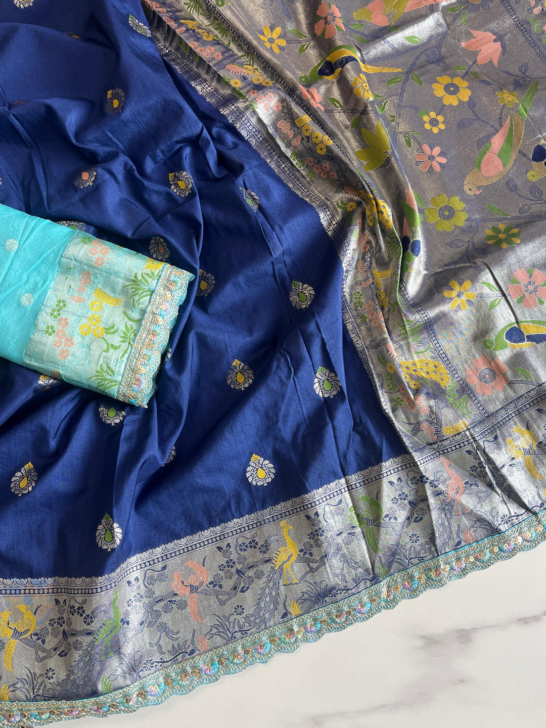 Love Without Limits Blue Banarasi Pattu Saree