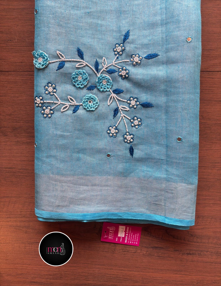 Sky Gaze( Pure Tissue Linen Saree)