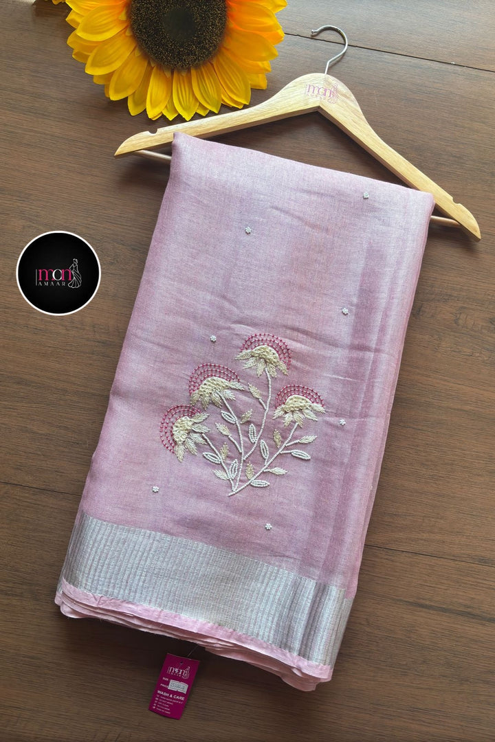 Pearl Of Ribbon ( Pure Tissue Linen Saree)