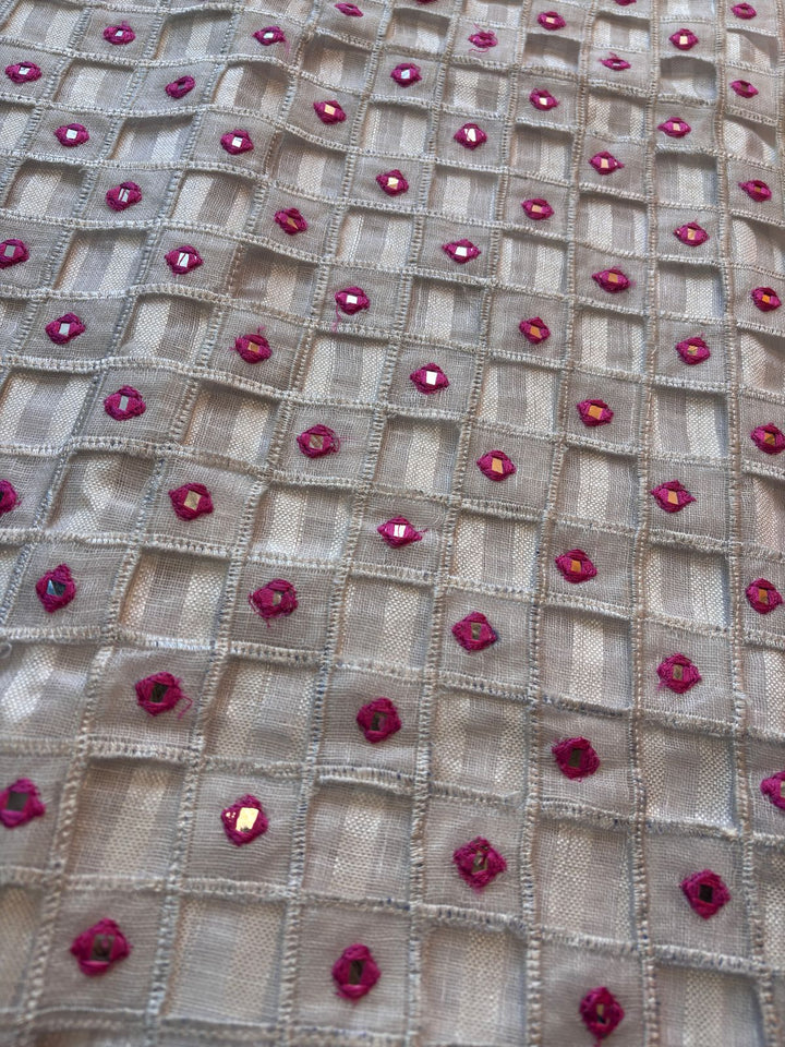 Outlook -Linen Saree with Cut Work