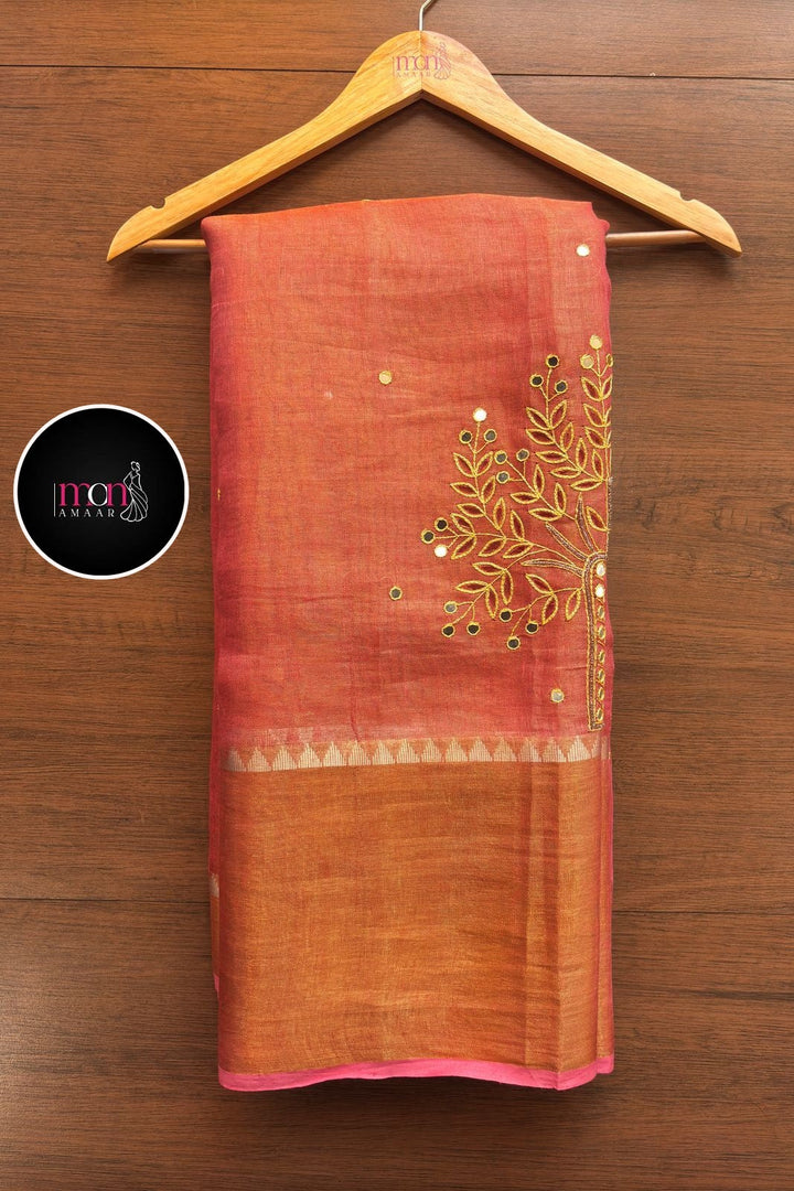 Traditional Tales- Pure Handwoven Tissue Linen Saree