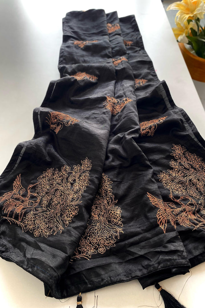 Music And Lyrics Fancy Silk Black Saree