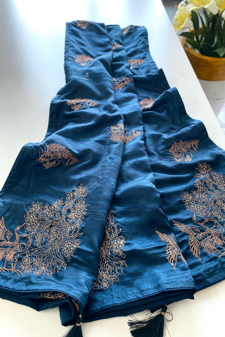 Music And Lyrics Fancy Silk Blue Saree