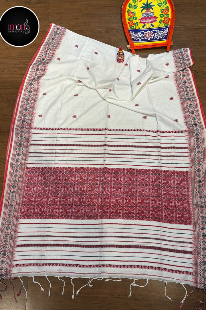 Brahmaputra Weaves-Assam Khadi Jamdani Saree