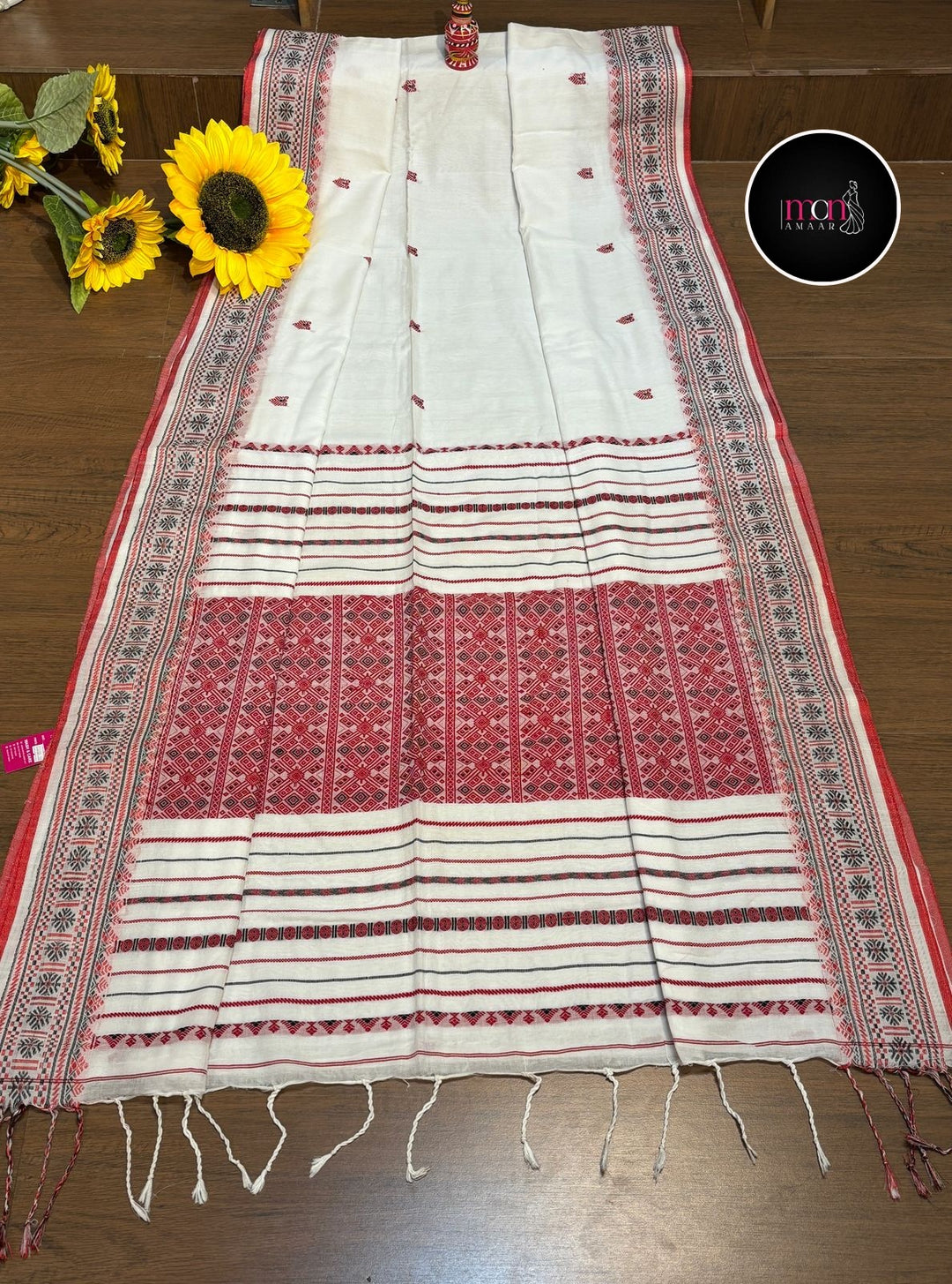 Brahmaputra Weaves-Assam Khadi Jamdani Saree