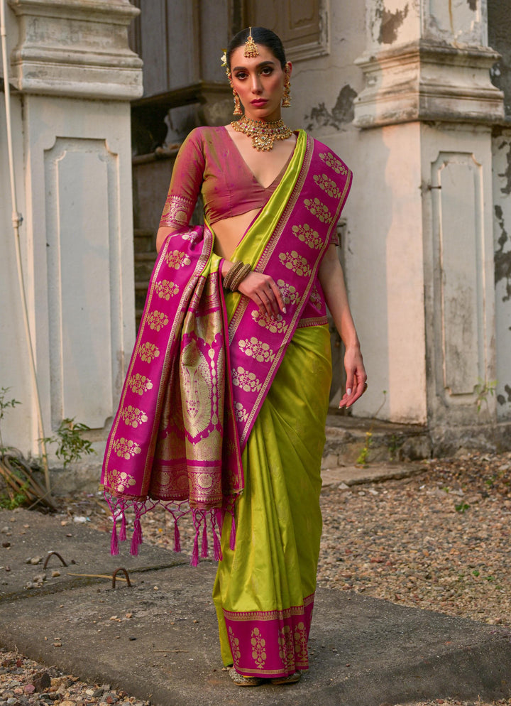 Wave After Wave Banarasi Silk Light Green Saree