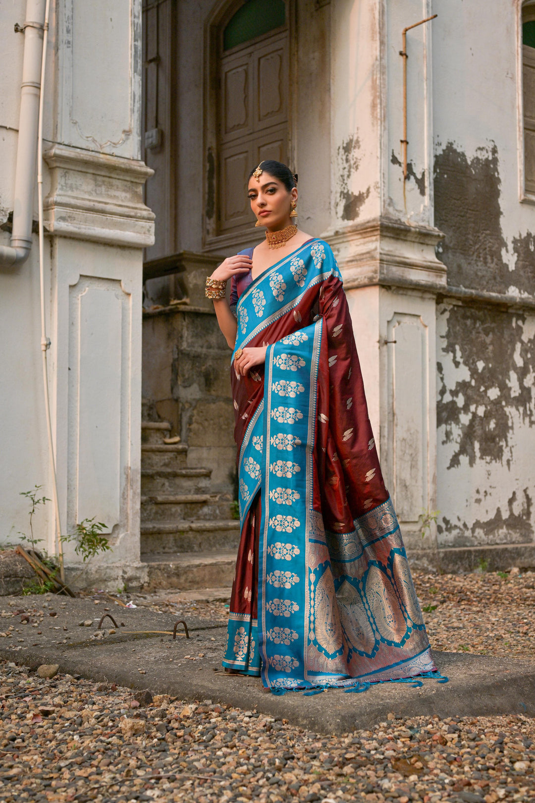 Wave After Wave Banarasi Silk Brown Saree