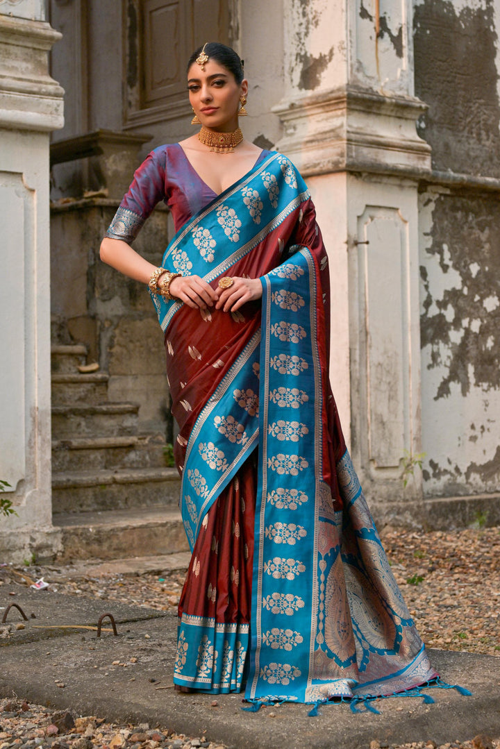 Wave After Wave Banarasi Silk Brown Saree