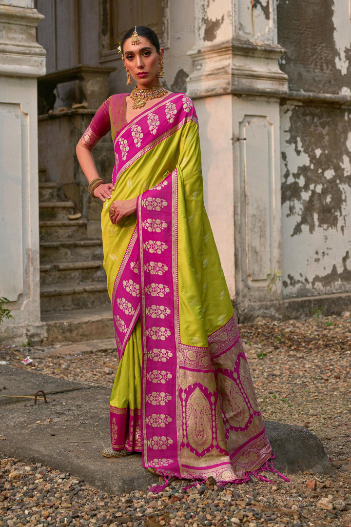 Wave After Wave Banarasi Silk Light Green Saree