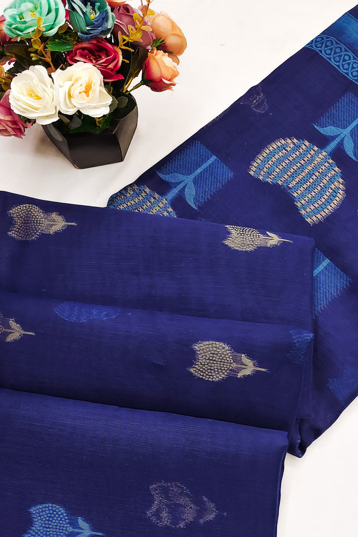 Coffee Talk Muga Cotton Blue Saree