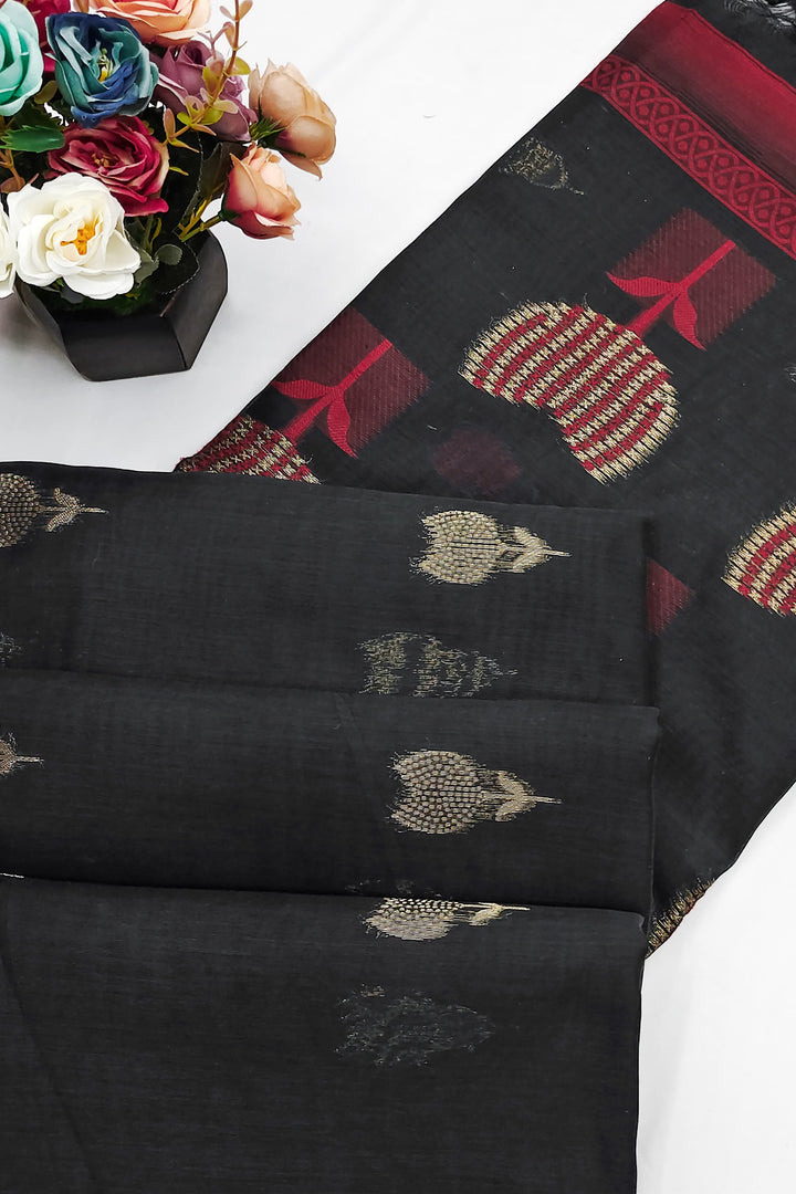 Coffee Talk Muga Cotton Black Saree