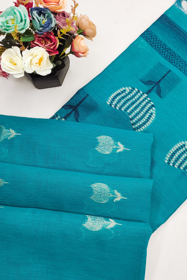 Coffee Talk Muga Cotton Sky Blue Saree