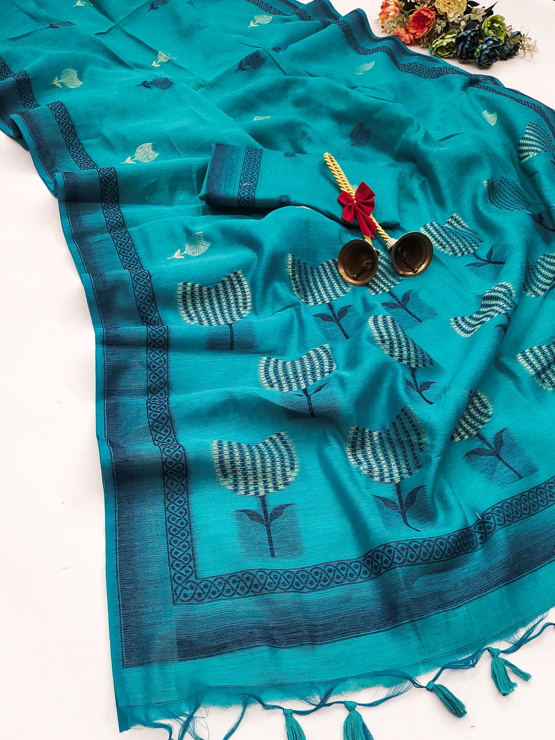 Coffee Talk Muga Cotton Sky Blue Saree