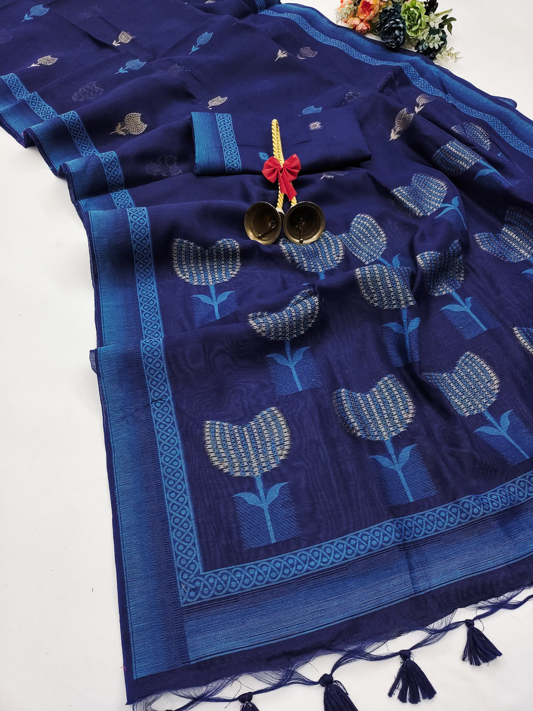 Coffee Talk Muga Cotton Blue Saree