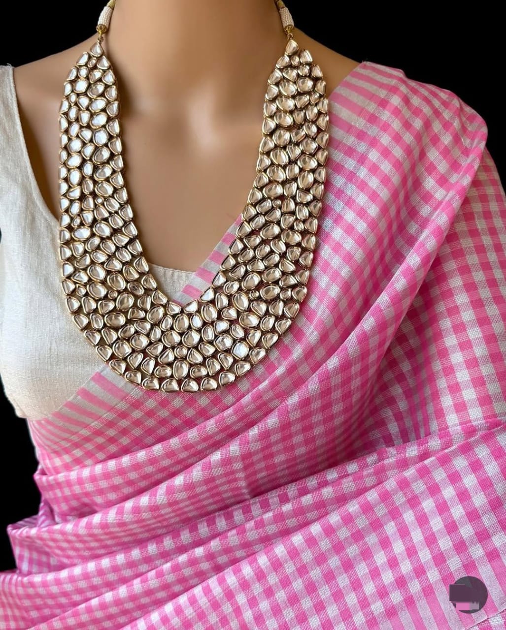 Nayantara Inspired Pink Banarasi Check Tissue Silk Saree