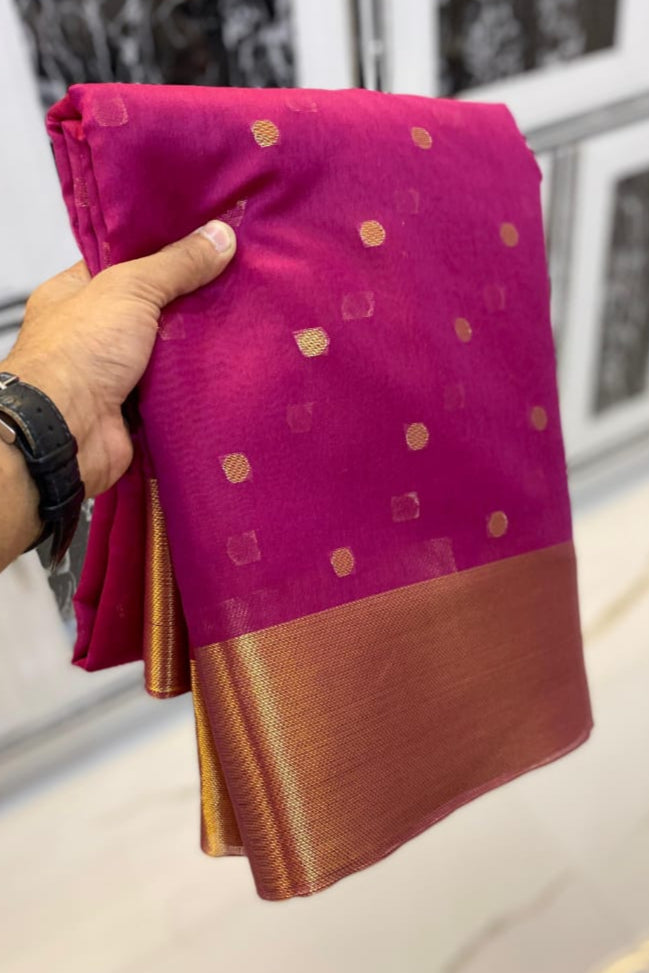 Nayantara Inspired Maheswari Banarasi Cotton Silk Saree