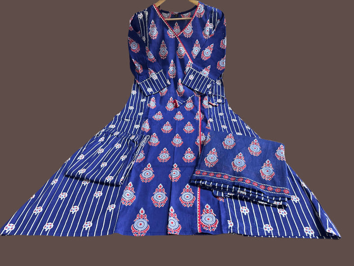 Sweetest Melody Blue Cotton Kurti Set