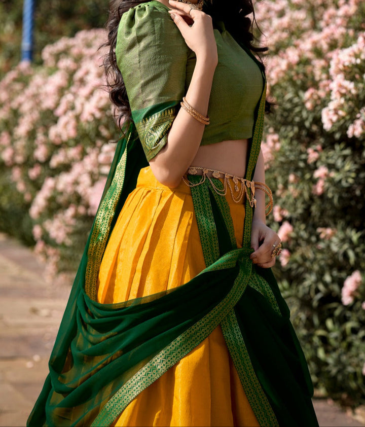 South-style Designer Kanchipuram Silk lehenga