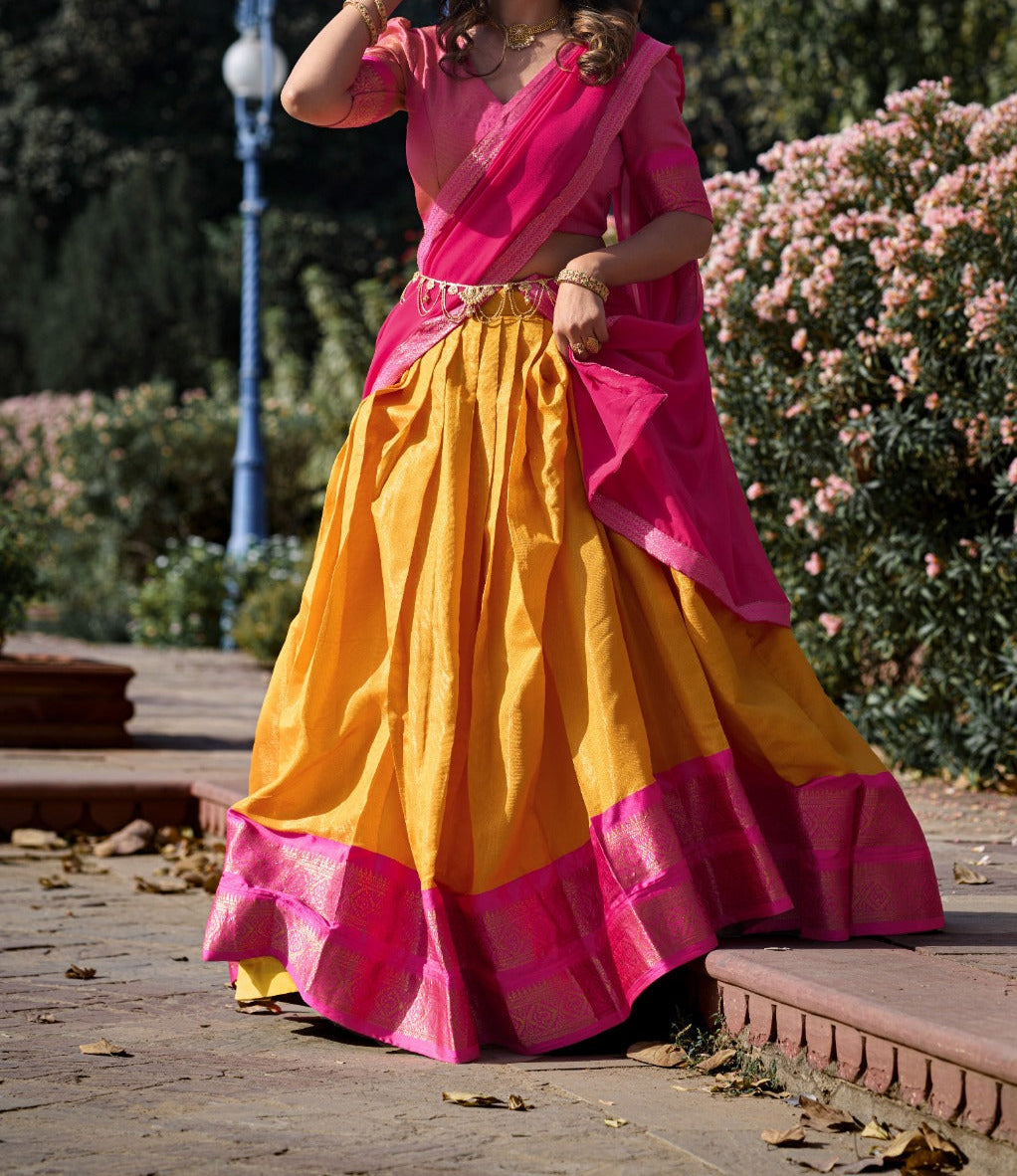 South-style Designer Kanchipuram Silk lehenga