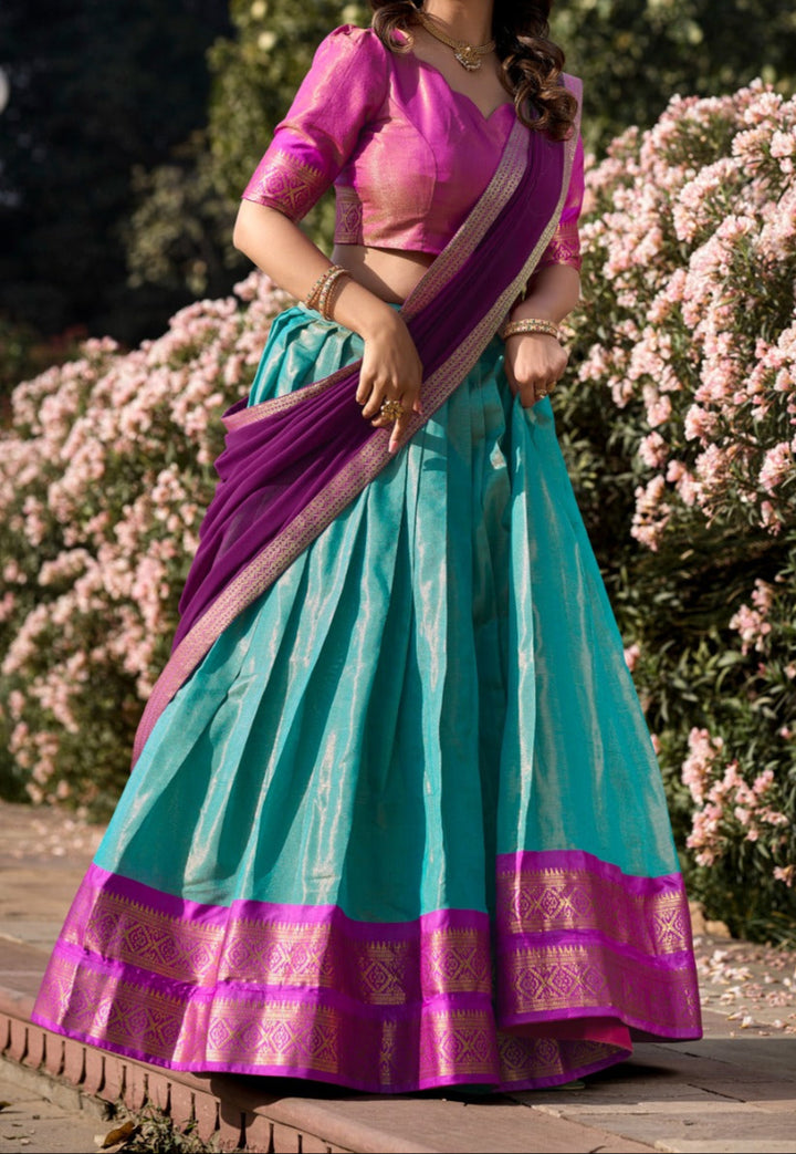 South-style Designer Kanchipuram Silk lehenga