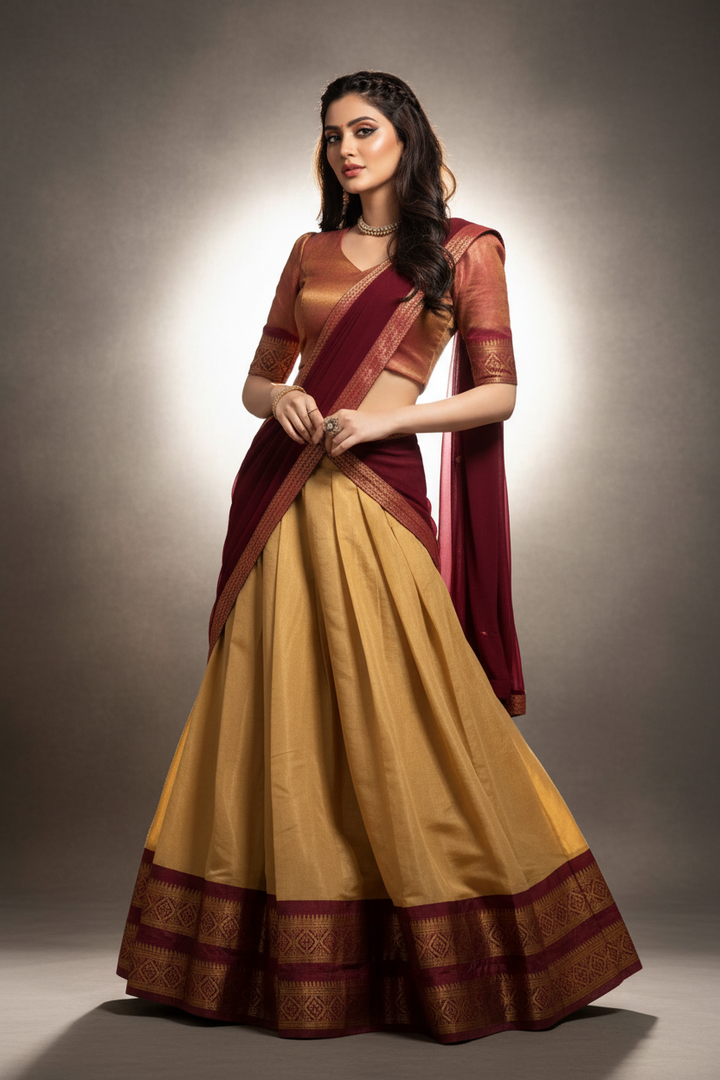 South-style Designer Kanchipuram Silk lehenga