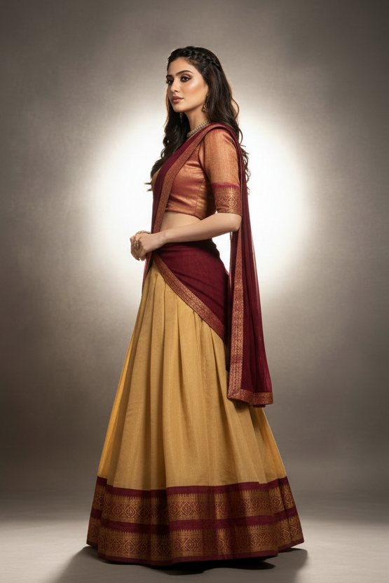 South-style Designer Kanchipuram Silk lehenga