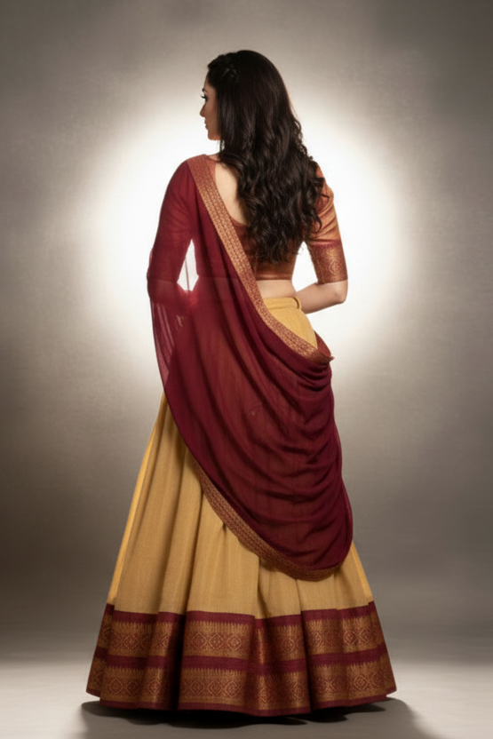 South-style Designer Kanchipuram Silk lehenga