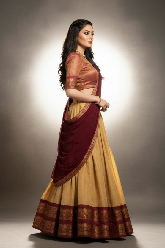 South-style Designer Kanchipuram Silk lehenga
