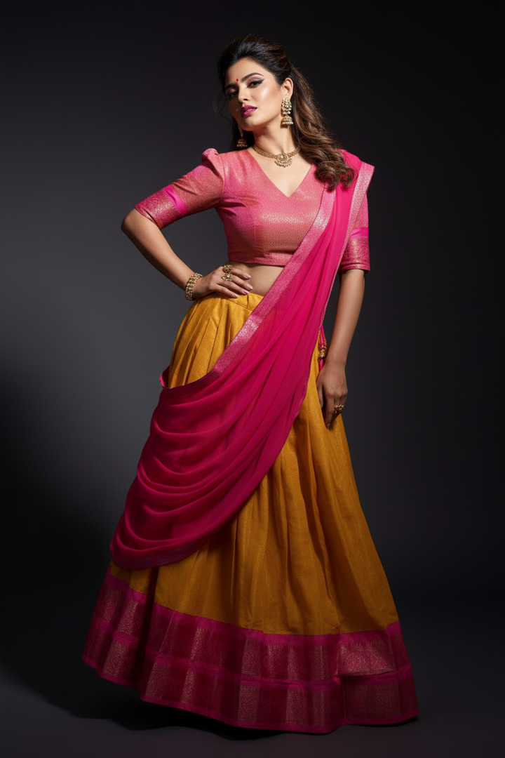 South-style Designer Kanchipuram Silk lehenga