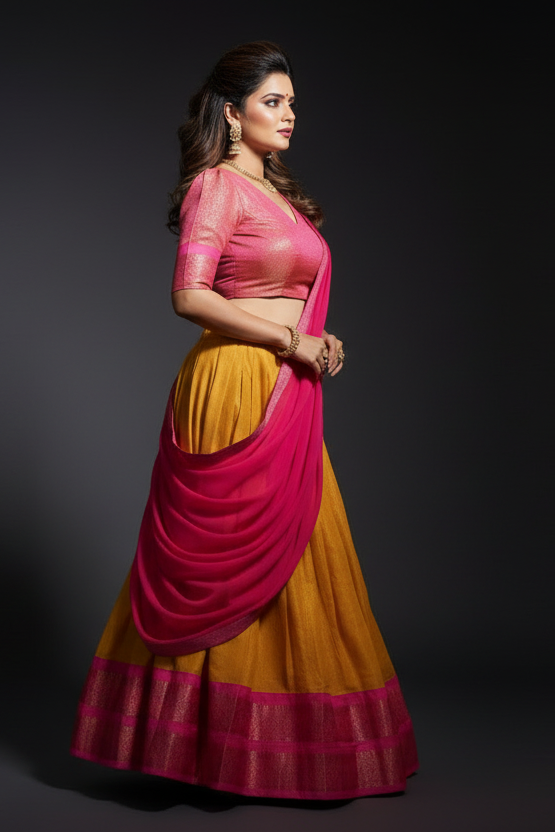 South-style Designer Kanchipuram Silk lehenga