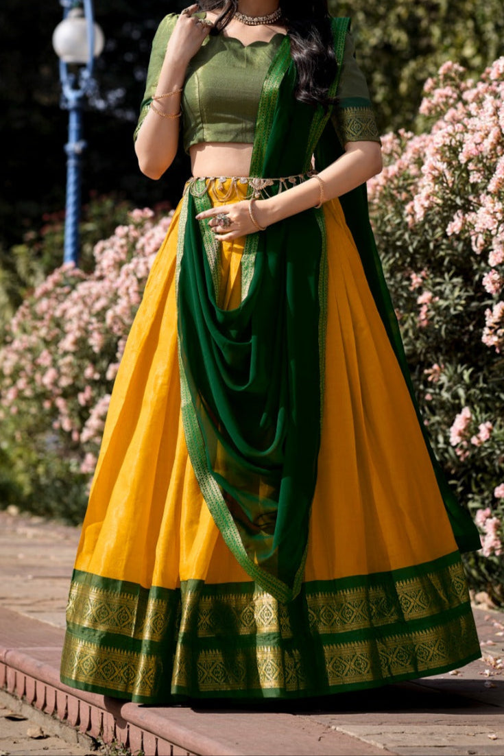 South-style Designer Kanchipuram Silk lehenga