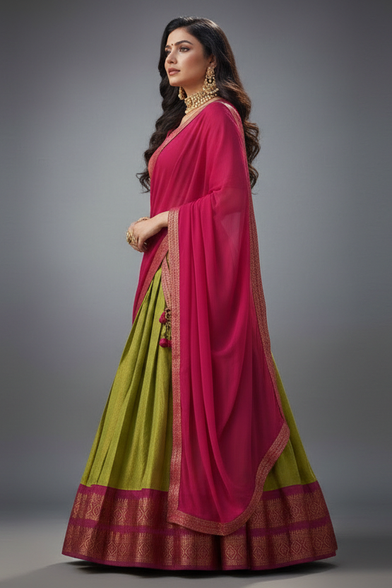 South-style Designer Kanchipuram Silk lehenga