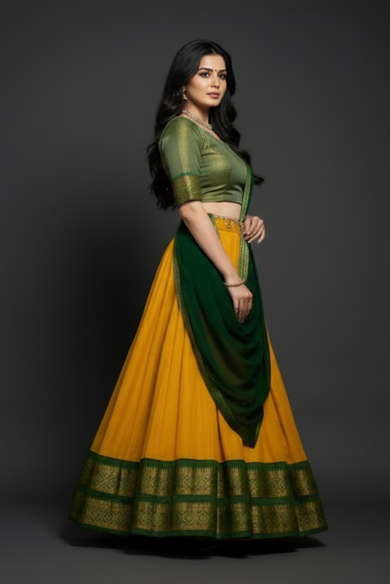 South-style Designer Kanchipuram Silk lehenga