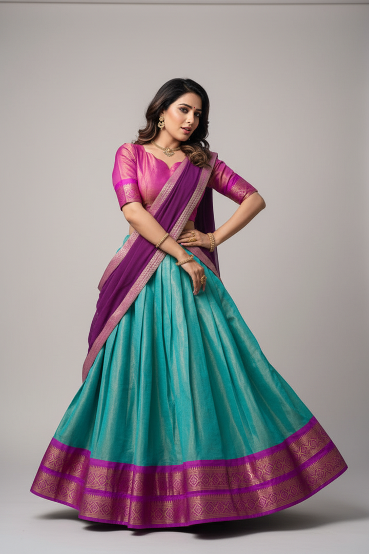 South-style Designer Kanchipuram Silk lehenga